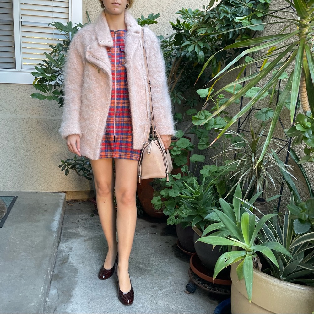Dusty pink Zara wool/ mohair blend knitted jacket
